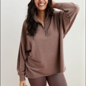 AERIE SUNDAY SOFT QUARTER ZIP SWEATSHIRT